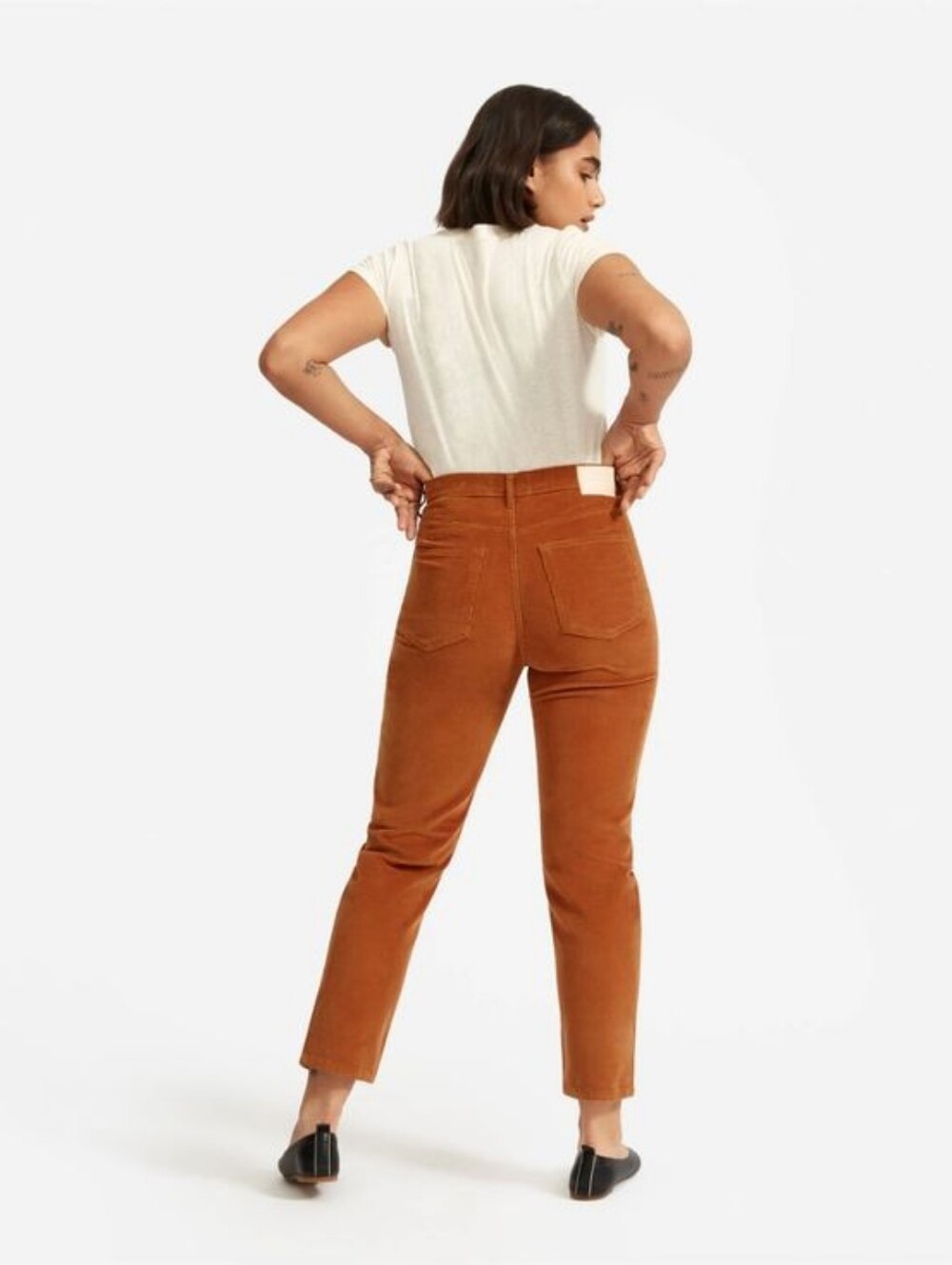 Everlane The Baby Cord Cheeky Crop Pant Sz 26 Acorn Rust Brown Corduroy Straight - Picture 2 of 10